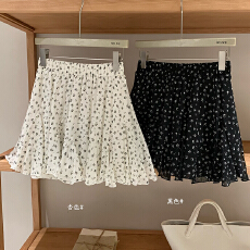 批发韩系碎花雪纺高腰显瘦<b class='q'>百搭</b>短裙防走光a字半身裙