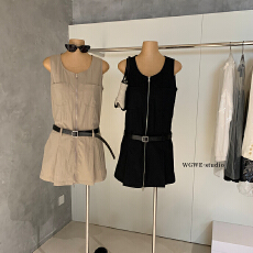 批发韩系腰带工装<b class='q'>连衣裙</b>时尚设计款<b class='q'>连衣裙</b>(配腰带)