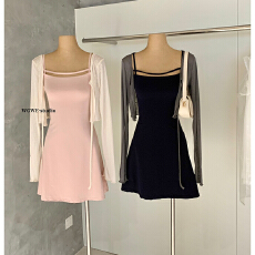 批发纯欲风性感吊带连衣裙修身收腰带胸垫裙子显瘦a字短裙<b class='q'>套装</b>