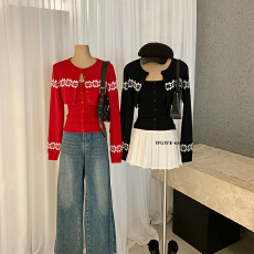 批发休闲<b class='q'>套装</b>撞色提花长袖开衫内搭百搭吊带背心两件套