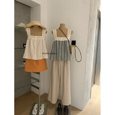 批发气质<b class='q'>蕾丝</b>吊带背心女甜美度假韩系休闲<b class='q'>娃娃衫</b>上衣