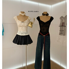 韩系甜辣设计感蝴蝶结蕾丝花边无袖背心女显瘦修身气质上衣