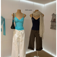 批发辣妹手工串珠V领<b class='q'>吊带</b>背心<b class='q'>女</b>修身细肩带短上衣外穿