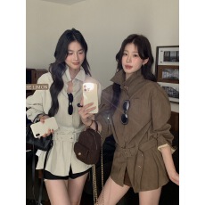 批发心动邀约，PU蛋白皮高级感翻领收腰衬衫配腰带
