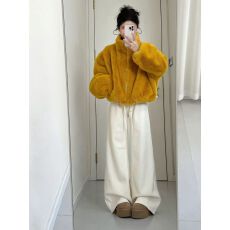 批发小众不撞款纯色拉链长袖短款<b class='q'>外套</b>女装秋冬季休闲百搭下摆抽褶上衣