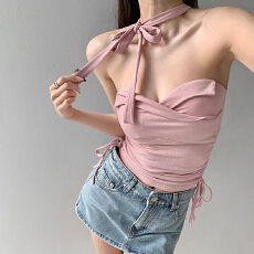 批发<b class='q'>时尚</b>性感辣妹粉色吊带背心女秋季新款修身显瘦短款内搭百搭上衣潮