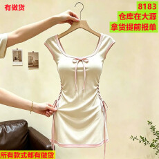批发法式气质小众绝美修身显瘦<b class='q'>连衣裙</b>子女装<b class='q'>夏</b>季设计感无袖系带短裙