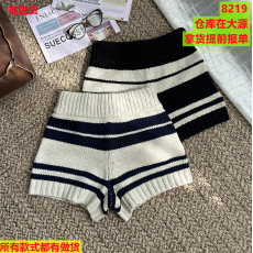 批发JAMU美式修身高腰三角标针织短裤短裙<b class='q'>女</b>宽松显瘦毛线打底裤