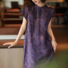 批发浮香牡丹花尽染非遗香云纱23mm牡丹提花<b class='q'>真丝</b><b class='q'>旗袍</b>连衣裙