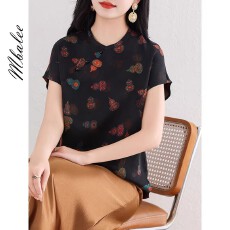 批发非遗红云纱印花国风<b class='q'>真丝</b>上衣女2026新款夏季斜门襟气质桑蚕丝<b class='q'>衬衫</b>