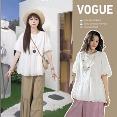 批发26新款<b class='q'>夏</b>季孕妇上衣花苞娃娃衫法式泡泡袖T恤漂亮气质小上衣