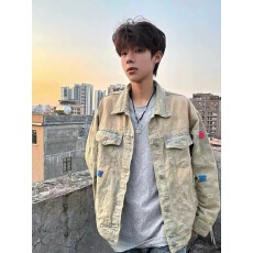 批发网红同款美式<b class='q'>街头</b>黄泥水洗做旧复古牛仔衣男女宽松潮牌夹克外套潮