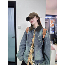 批发美式复古街头毛边牛仔外套女秋季2025新款潮牌街舞设计感翻领夹克