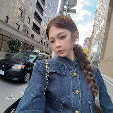 批发牛仔小香风外套女秋季新款千金老钱风复古显瘦正肩甜酷夹克上衣潮