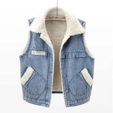 批发羊羔毛加绒加厚<b class='q'>牛仔</b><b class='q'>马甲</b>女秋冬季宽松韩版棉<b class='q'>马夹</b><b class='q'>背心</b>外穿坎肩外套