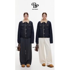 批发BZXO高级感牛仔羊羔毛外套女<b class='q'>冬</b>季新款加绒加厚宽松显瘦夹克上衣服