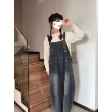 批发2025秋季日系复古<b class='q'>牛仔</b><b class='q'>背带裤</b><b class='q'>女</b>减龄可爱学院风宽松显瘦阔腿裤<b class='q'>百</b>搭