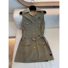 批发2025夏季新款韩版小众设计<b class='q'>翻领</b>无袖多口袋收腰显瘦气质工装<b class='q'>连衣裙</b>