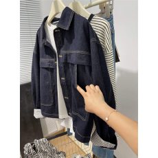 批发秋季新款深蓝色短款牛仔<b class='q'>外套</b>女<b class='q'>韩版</b>休闲口袋设计感工装风夹克上衣