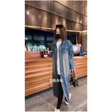 批发韩版时尚复古牛仔风衣外套女秋<b class='q'>冬</b>季新款大版宽松遮肉过膝长款上衣