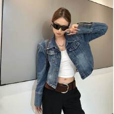 批发新款韩版牛仔外套女美式复古休闲炸街短款时尚夹克上衣