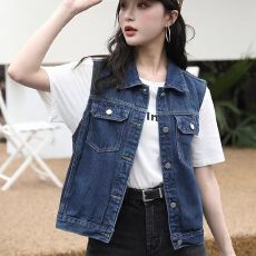 批发春秋时尚牛仔马甲短款韩版外套宽松<b class='q'>百搭</b>无袖新款坎肩背心休闲上衣