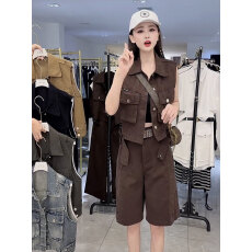 批发轻熟工装风无袖马甲套装女夏收腰显瘦时尚两件套2026年早秋爆款17