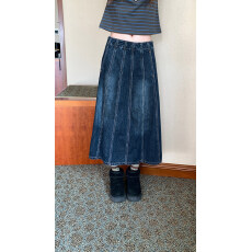 批发RAINY 美式复古韩系氛围感牛仔半身裙<b class='q'>冬</b>季女宽松拼接高腰长款伞裙
