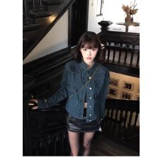 批发蓝色牛仔小香风外套女短款2026初秋新款独特漂亮精致气质休闲上衣