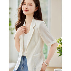 批发【小香风时尚上衣含亚麻】26年春夏简约收腰遮阳空调衫西装外套