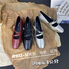 批发法式方头单鞋女2025夏新款时尚气质复古软底内增高玛丽珍鞋女