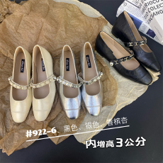 批发法式方头单鞋女2025夏新款时尚气质复古软底内增高玛丽珍鞋女