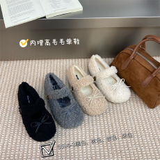 批发内增高豹纹毛毛鞋单鞋女鞋子2025秋冬加绒保暖博肯鞋棉乐福鞋