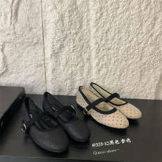 批发法式网料波点浅口单鞋女2026春<b class='q'>夏</b>气质蝴蝶结平底豆豆玛丽珍奶奶鞋