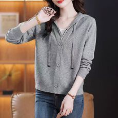 批发<b class='q'>时尚</b>连帽毛衣外套女秋装2025新款大码时髦洋气<b class='q'>妈妈装</b>休闲针织开衫