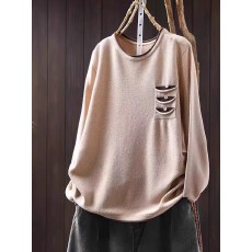 批发春秋装内搭圆领纯色套头棉线针织衫女韩版宽松长袖打底衫毛衣百搭