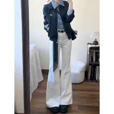 批发气质简约<b class='q'>白色</b><b class='q'>牛仔裤</b>女2026春夏高级辣妹显瘦显高不贴腿微喇长裤子