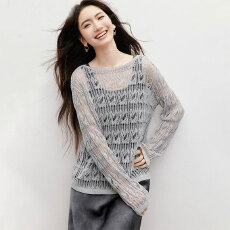 批发2026春夏季新款女装镂空圆领套头针织衫打底<b class='q'>宽松</b>上衣薄款罩衫长袖