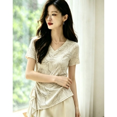 批发<b class='q'>不规则</b>设计感短袖T恤女2026夏季薄款小众气质收腰显瘦印花上衣