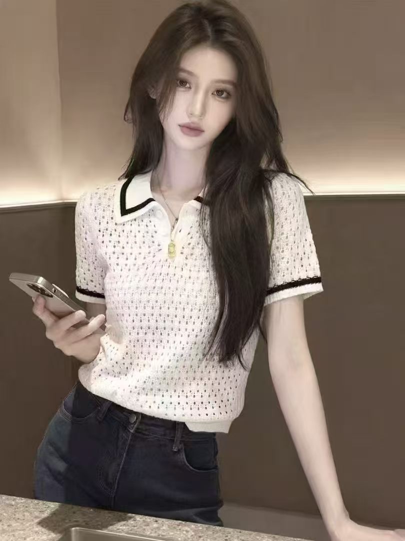 화이트 니트 스웨터 여성 2026 여름 새로운 홀로우 아웃 다용도 루즈핏 출퇴근 패션 개성 Chic 외국 가스 맨위