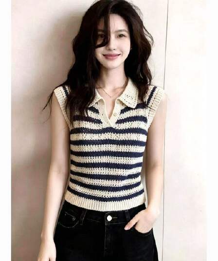 한 부서 POLO 칼라 Feifei 소매 6 양모 니트 스웨터 여성 여름 한국 스타일 홀로우 아웃 몸매 가꾸기 슬림해 보이는 다용도 연령 감소 맨위