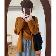 批发韩系温柔风纯色毛衣外套套装女秋冬<b class='q'>宽松</b>针织开衫吊带两件套