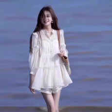 批发夏季穿搭一整套大码胖mm黑色<b class='q'>雪纺</b><b class='q'>上衣</b>阔腿短裤高级绝美好看套装女