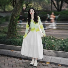 批发秋季穿搭一整套<b class='q'>大码</b>胖mm渐变针织衫半身裙韩系减龄独特两件套装女