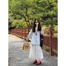 批发春秋穿搭一整套大码胖mm衬衫上衣半身裙子气质独特绝美<b class='q'>两件套</b>装女