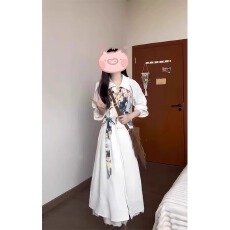批发假两件油画衬衫连衣裙女秋季<b class='q'>大码</b>微胖mm气质高级感独特中长款裙子