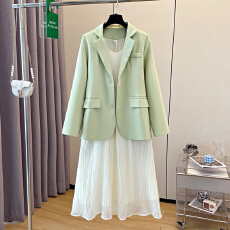 批发实拍法式初恋小香风茶歇桔梗裙子<b class='q'>西装</b>两件套装高级感吊带连衣裙