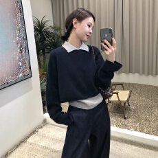 批发秋季搭配一整套大码胖mmPOLO领背心叠穿上衣<b class='q'>牛仔裤</b>休闲三件套装女