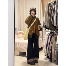 批发冬装搭配一整套大码胖mm棉服外套针织衫<b class='q'>牛仔裤</b>韩系减龄叠穿套装女
