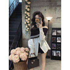 批发初秋搭配一整套大码胖mm一字肩假俩件衬衫短裤减龄<b class='q'>时尚</b>好看套装女